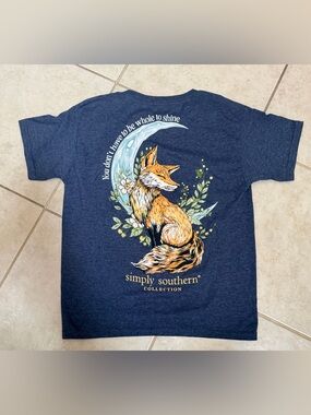 Simply Southern Navy Tee with Orange Fox and Light Blue Moon